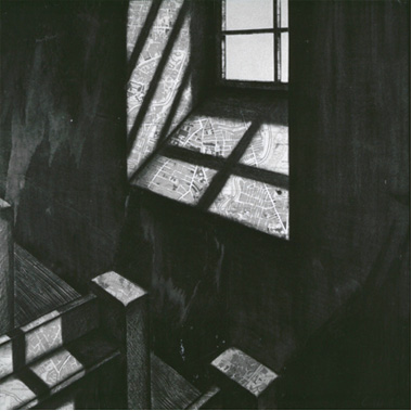  Chris Wilson:  In October Light , 1985, map and conté on panel, 76 x 76 cm; private collection; courtesy the artist